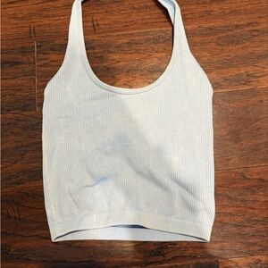 American Eagle Outfitters Sky Blue Ribbed Crop Top